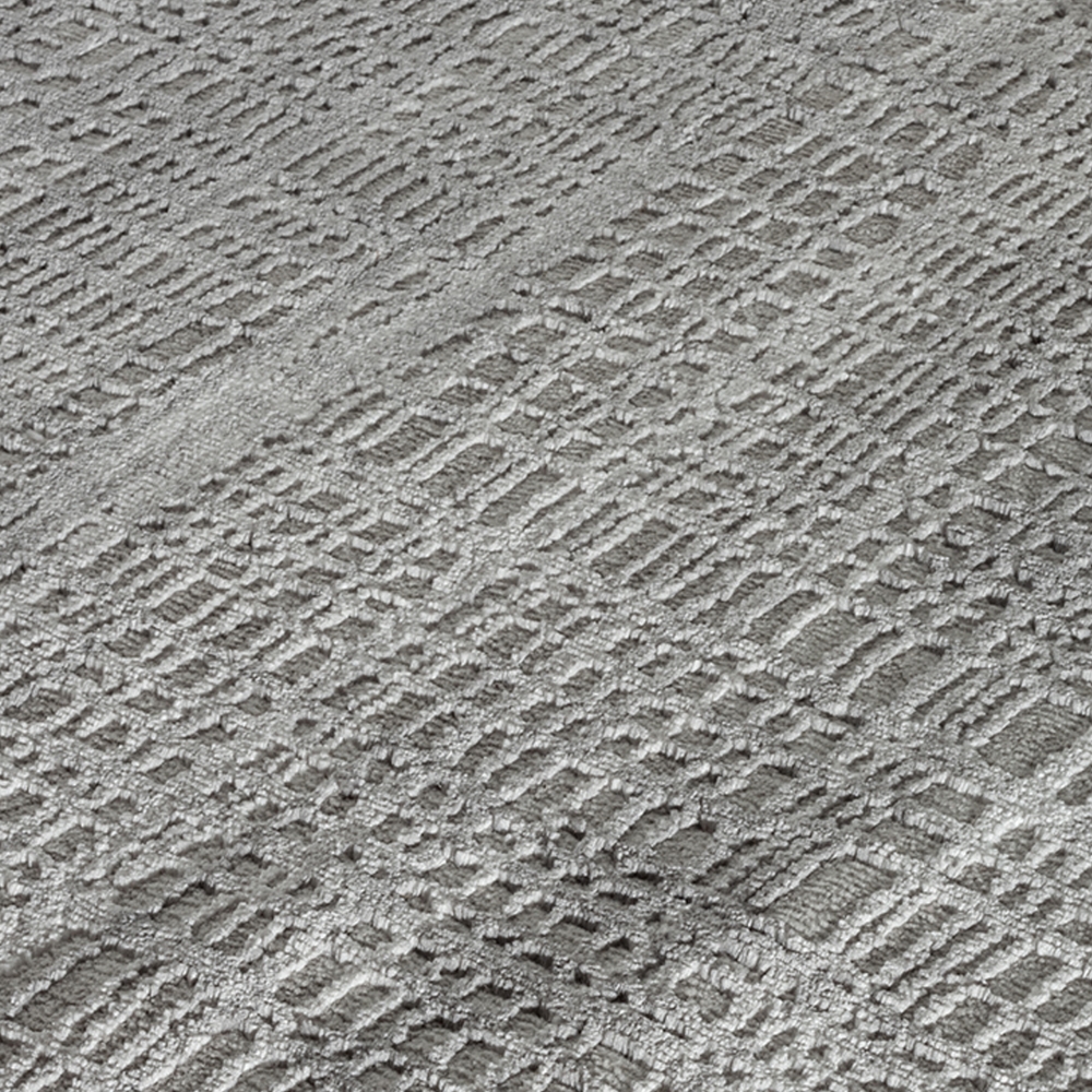 Designertepich mit Netz Karomuster glänzend in silber grau