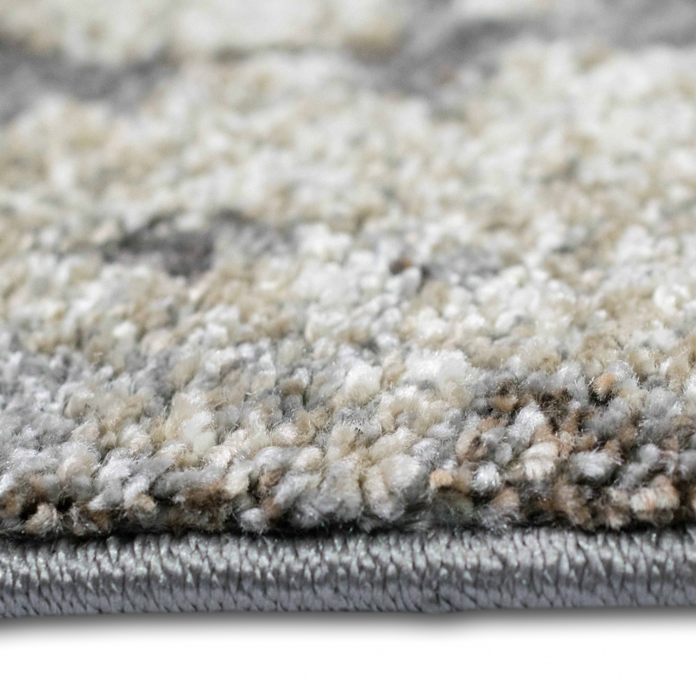 Design Teppich Creme Grau Steinoptik modern elegant Wohnbereich