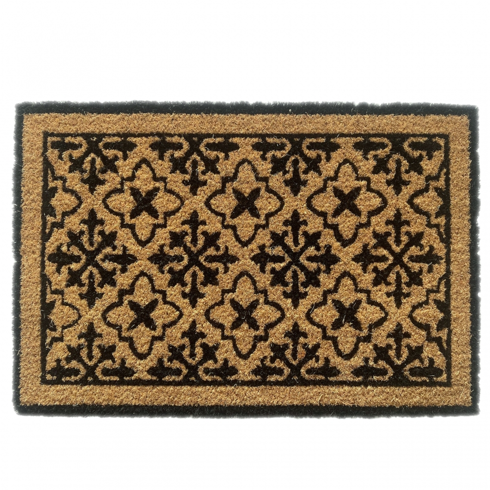 Schmutzfangmatte aus Kokos, nachhaltig, Ornamente in schwarz