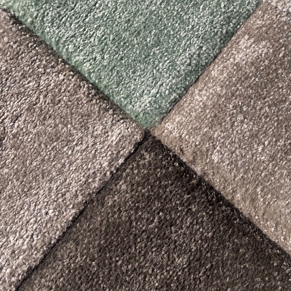 Designer Teppich Wohnzimmerteppich Karo Pastell mint grün ceme braun