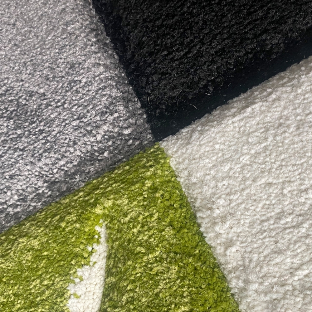 Designer Teppich Wohnzimmerteppich karo grün grau creme schwarz