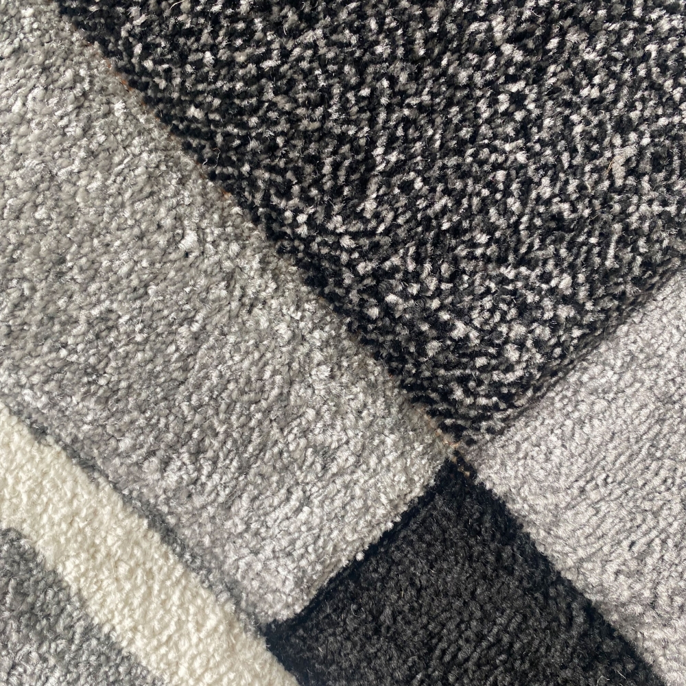 Designer Teppich Wohnzimmerteppich karo grau creme schwarz