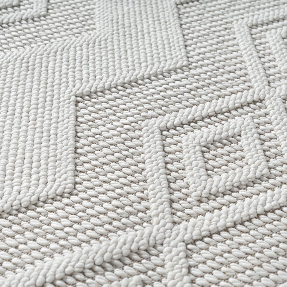 Moderner Teppich mit Loop-Struktur und Reliefmuster Creme