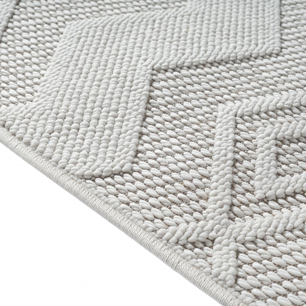 Moderner Teppich mit Loop-Struktur und Reliefmuster Creme