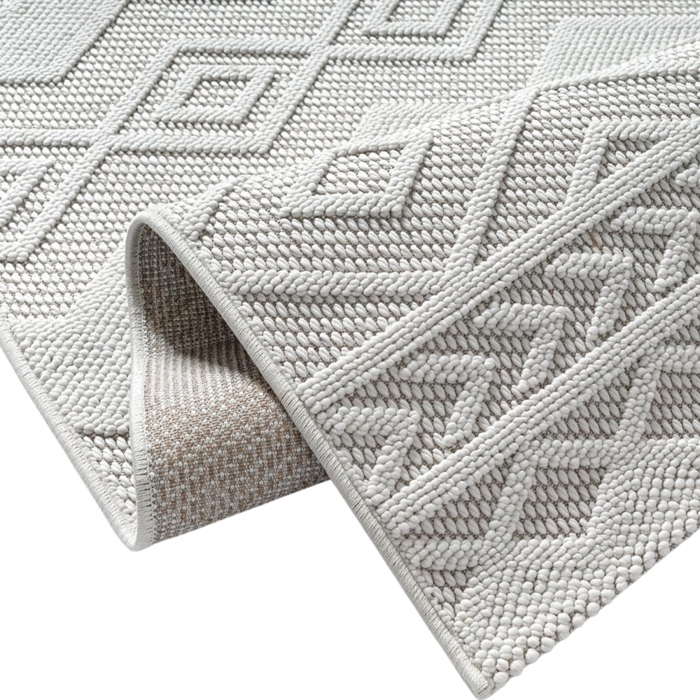 Moderner Teppich mit Loop-Struktur und Reliefmuster Creme