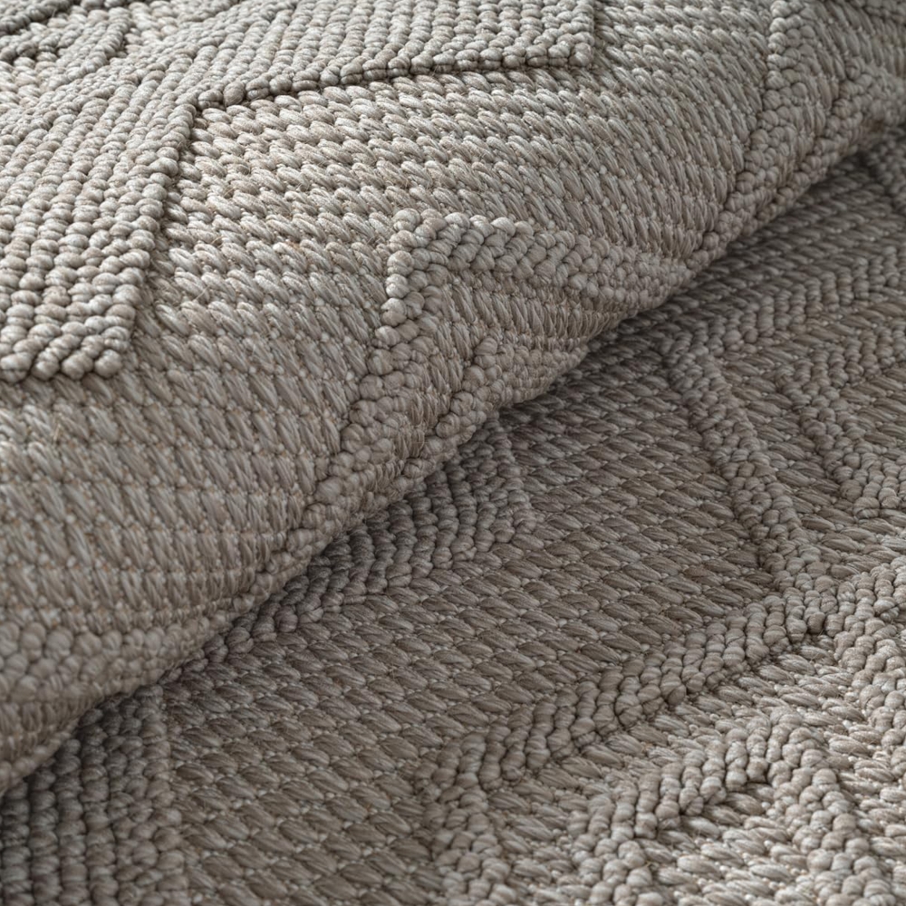 Moderner Teppich mit Loop-Struktur und Reliefmuster Beige