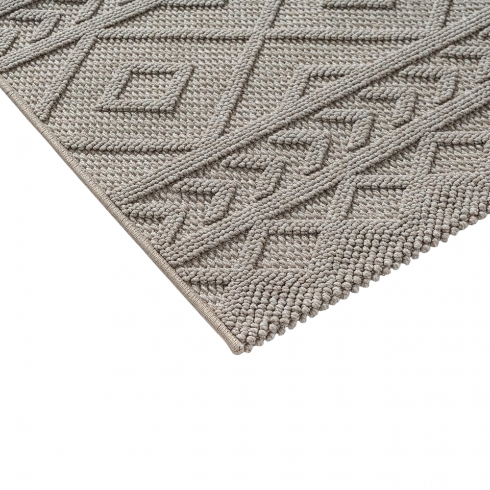 Moderner Teppich mit Loop-Struktur und Reliefmuster Beige