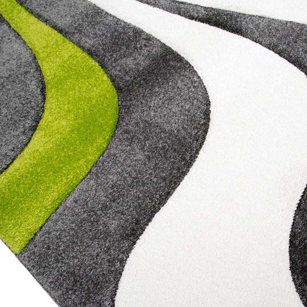 Teppich mit Wellendesign | pflegeleicht | in grün weiß& grau