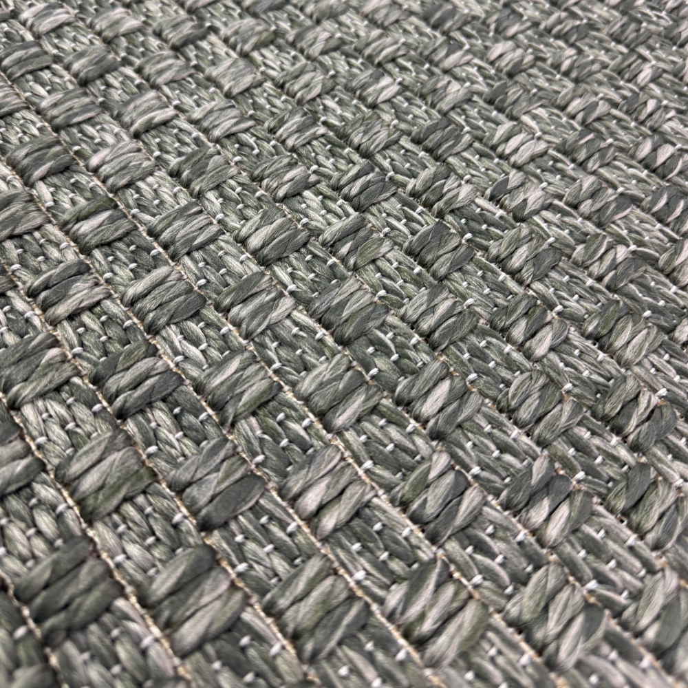 Moderner Teppich Grün Flechtstruktur Indoor Outdoor