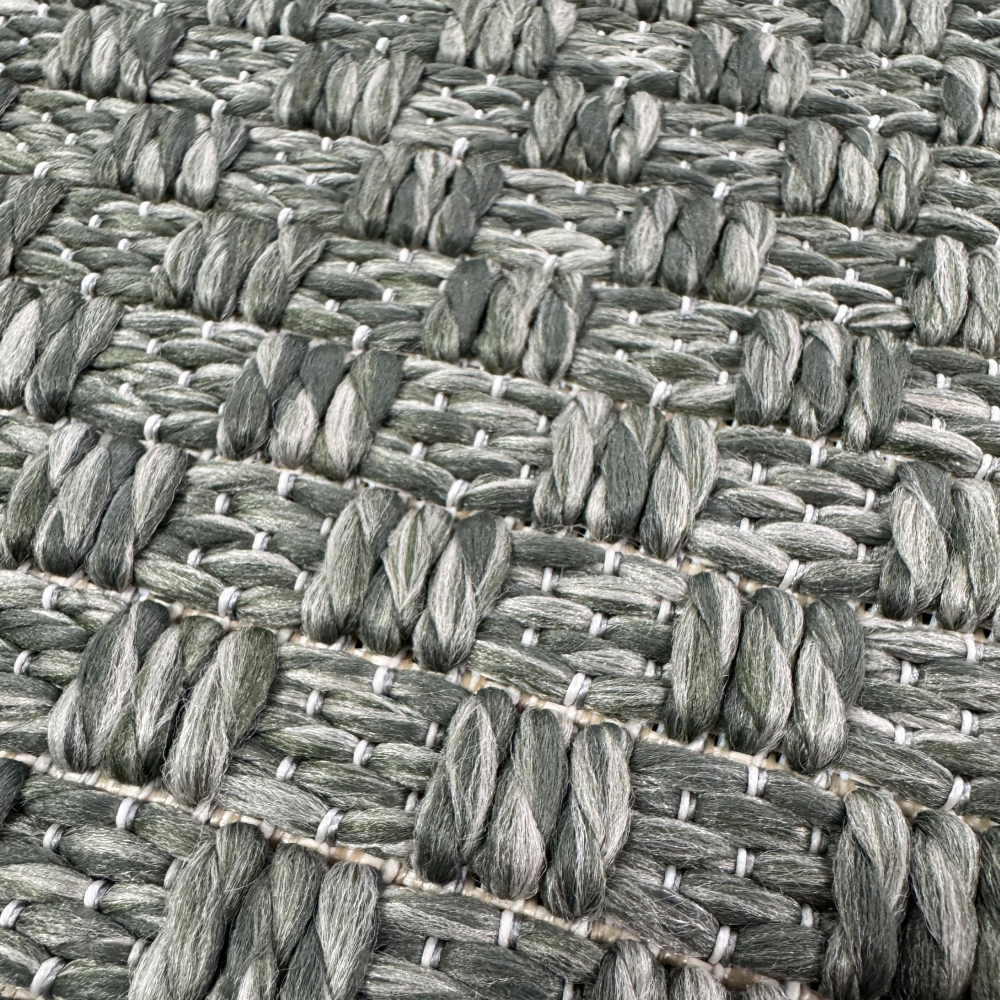 Moderner Teppich Grün Flechtstruktur Indoor Outdoor