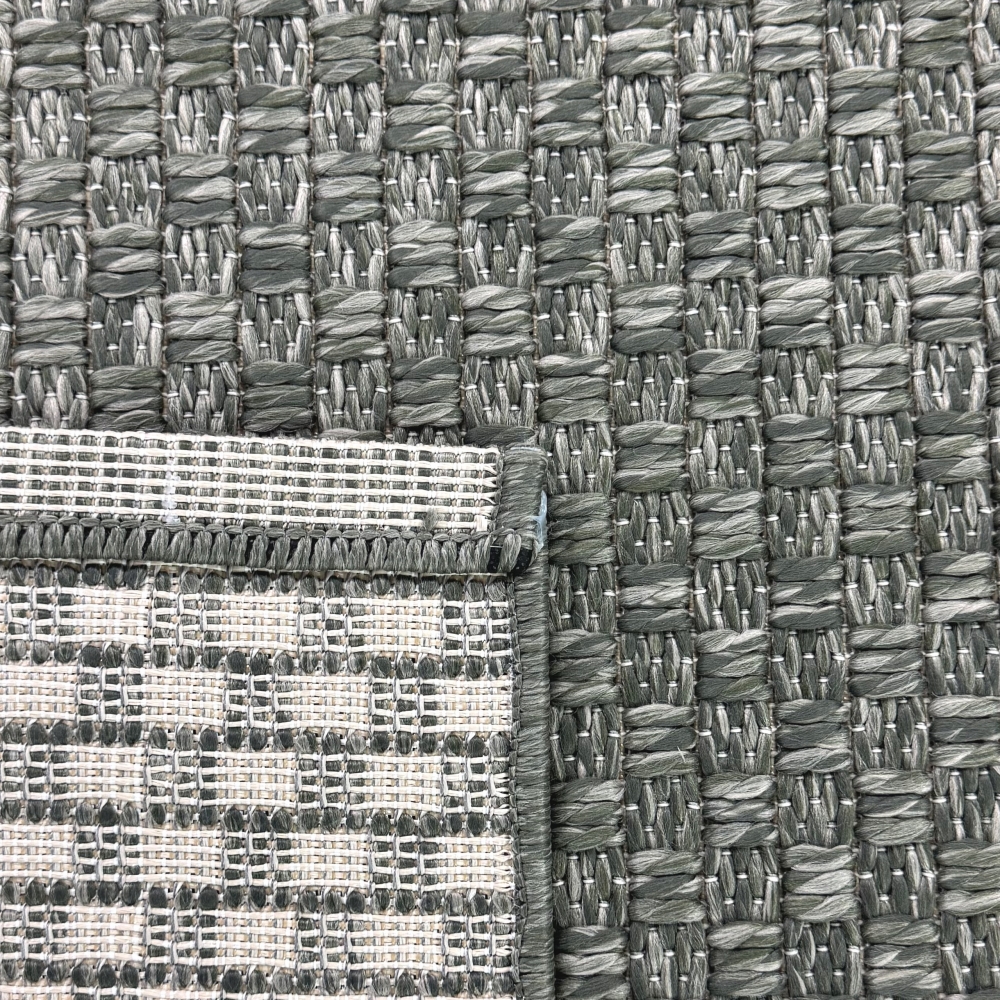 Moderner Teppich Grün Flechtstruktur Indoor Outdoor