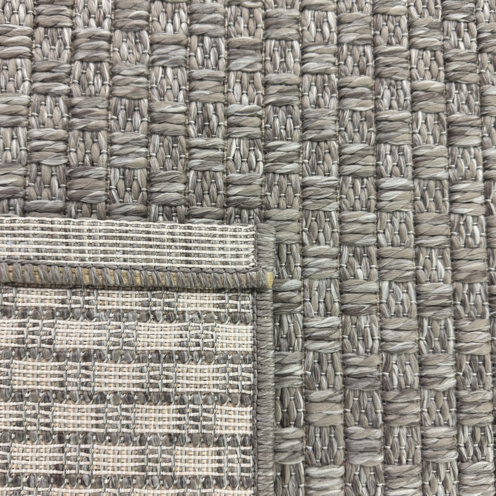 Moderner Teppich Taupe Flechtstruktur Indoor Outdoor