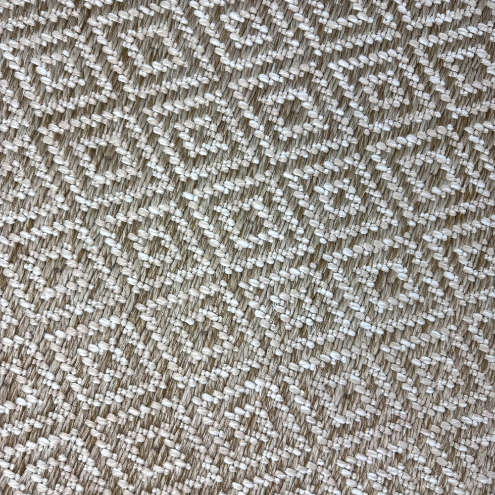Außenteppich Balkon wetterbeständig flachgewebe im Rautendesign in beige