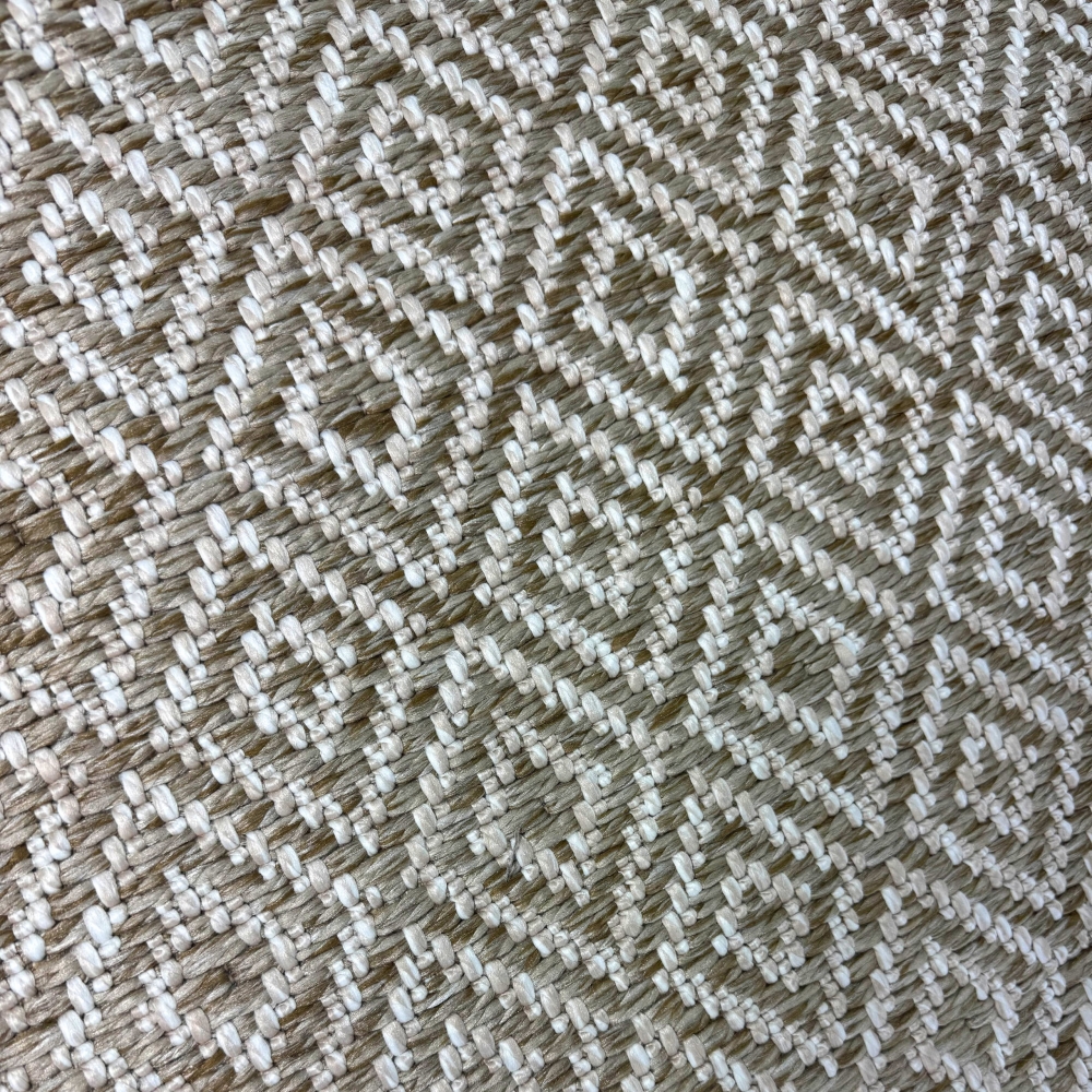Außenteppich Balkon wetterbeständig flachgewebe im Rautendesign in beige