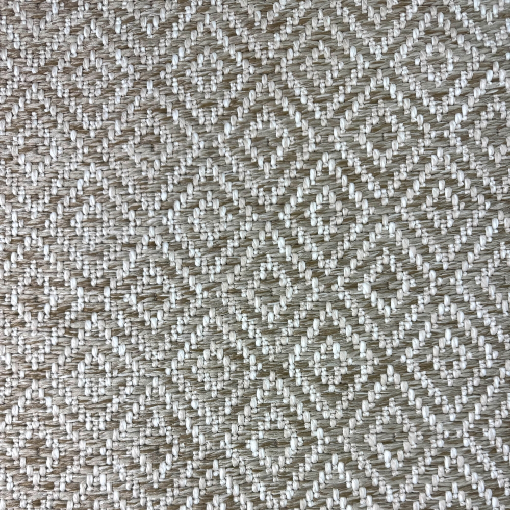 Außenteppich Balkon wetterbeständig flachgewebe im Rautendesign in beige
