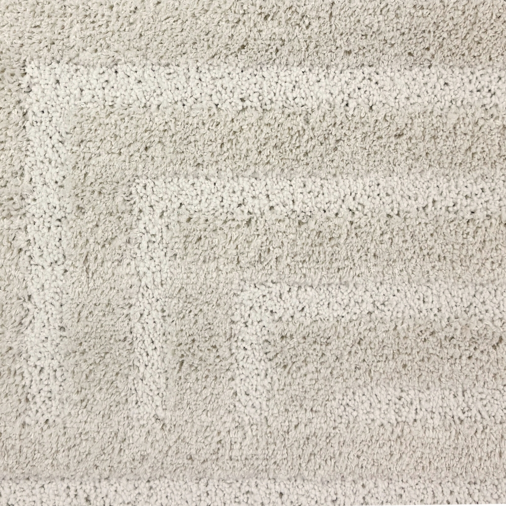 Flauschiger Wohnzimmer Teppich mit Linien Muster in Creme