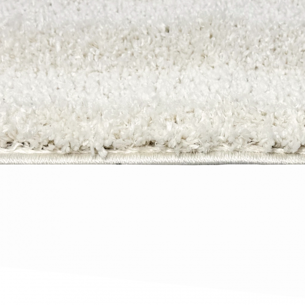 Flauschiger Wohnzimmer Teppich mit Linien Muster in Creme