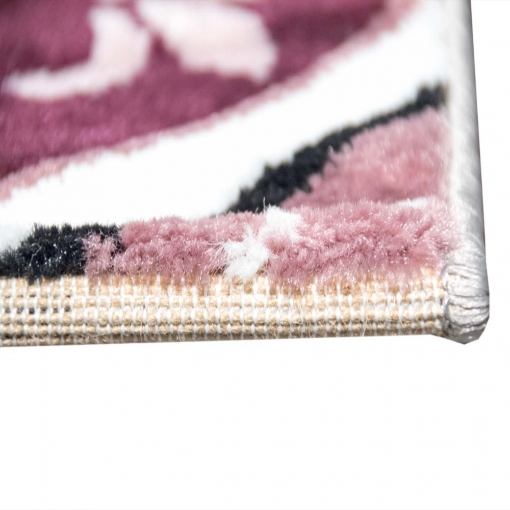 Designteppich Kreisornamente Pink Lila Grau Creme – elegant & modern