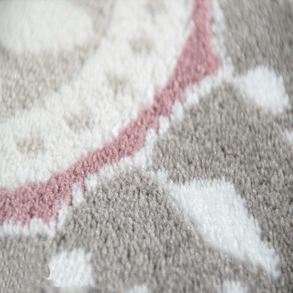 Designteppich Kreisornamente Pink Lila Grau Creme – elegant & modern