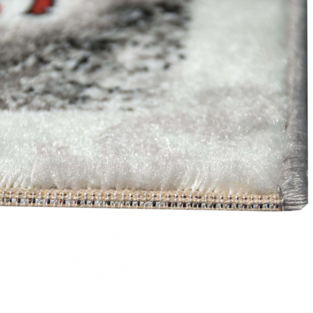 Designteppich Istanbul Patchwork Grau Creme Rot Schwarz modern