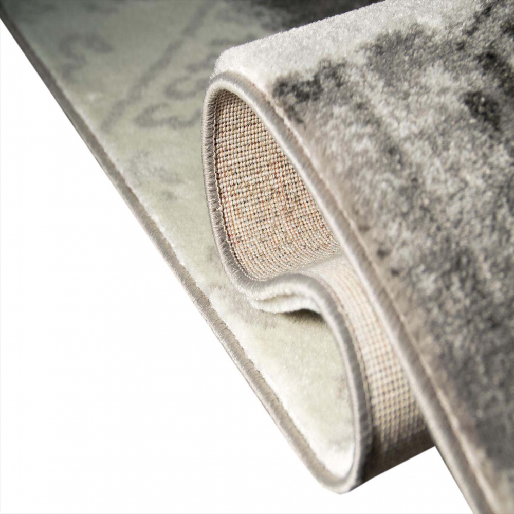 Designteppich Istanbul Patchwork Grau Creme Rot Schwarz modern