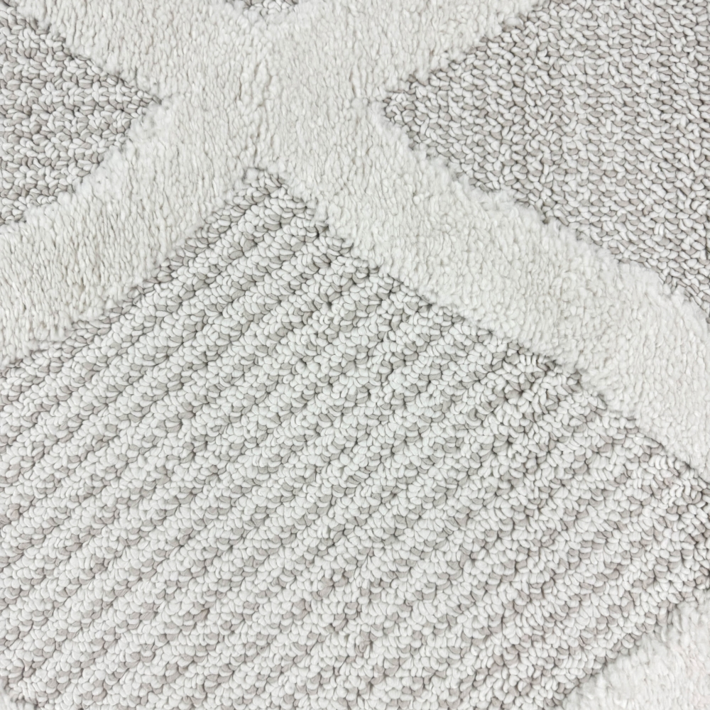 Wohnzimmer Schlafzimmer Teppich mit verschieden gemusterten Rauten in creme grau