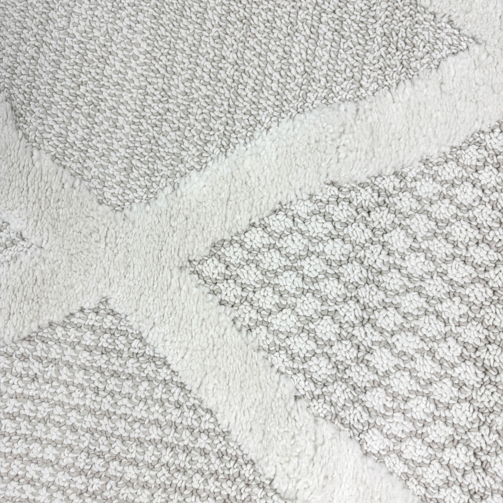 Wohnzimmer Schlafzimmer Teppich mit verschieden gemusterten Rauten in creme grau