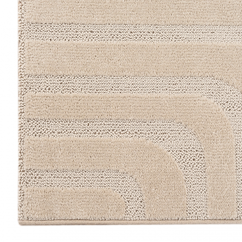 Wohnzimmer-/ Schlafzimmerteppich schimmernd mit Linienmuster in Beige