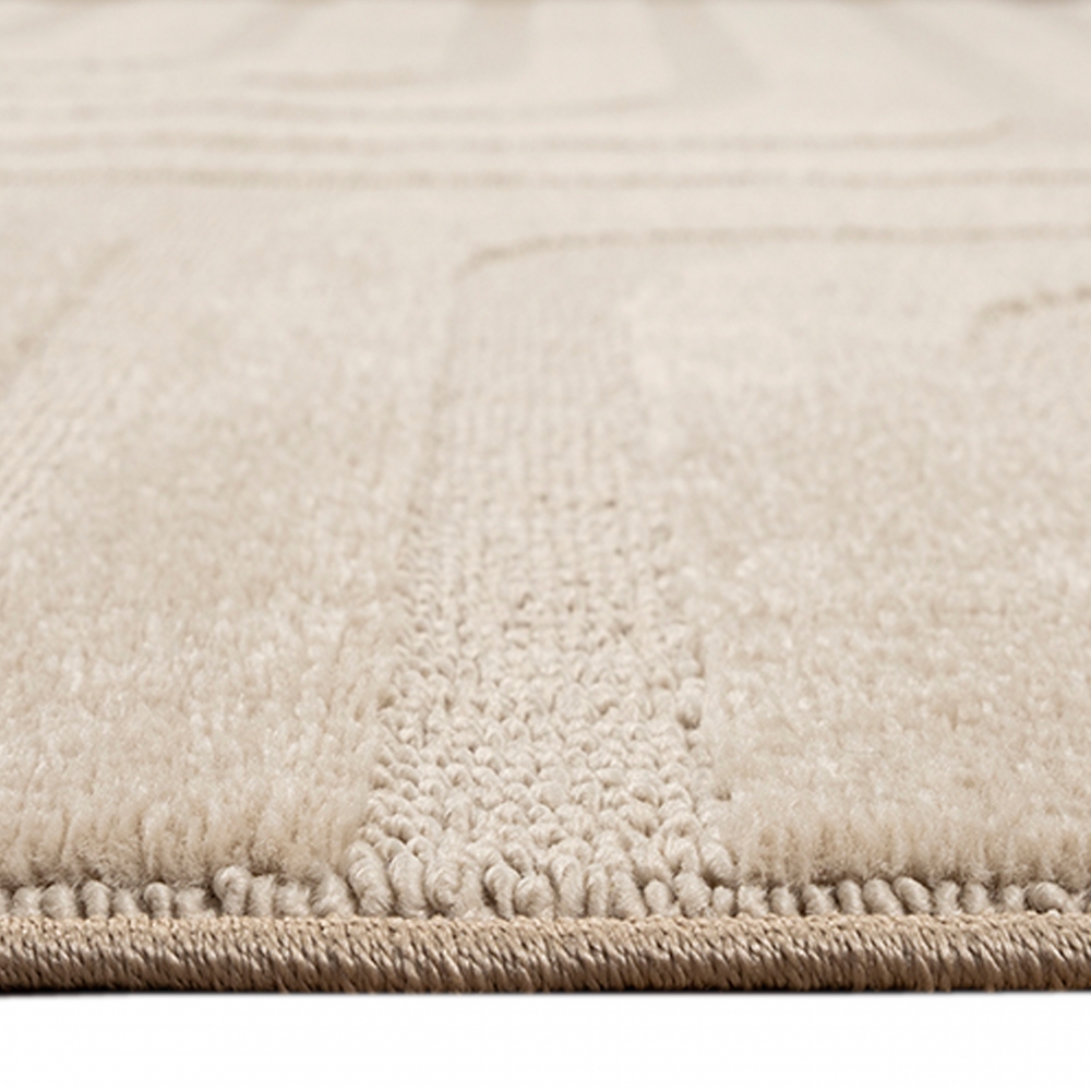 Wohnzimmer-/ Schlafzimmerteppich schimmernd mit Linienmuster in Beige