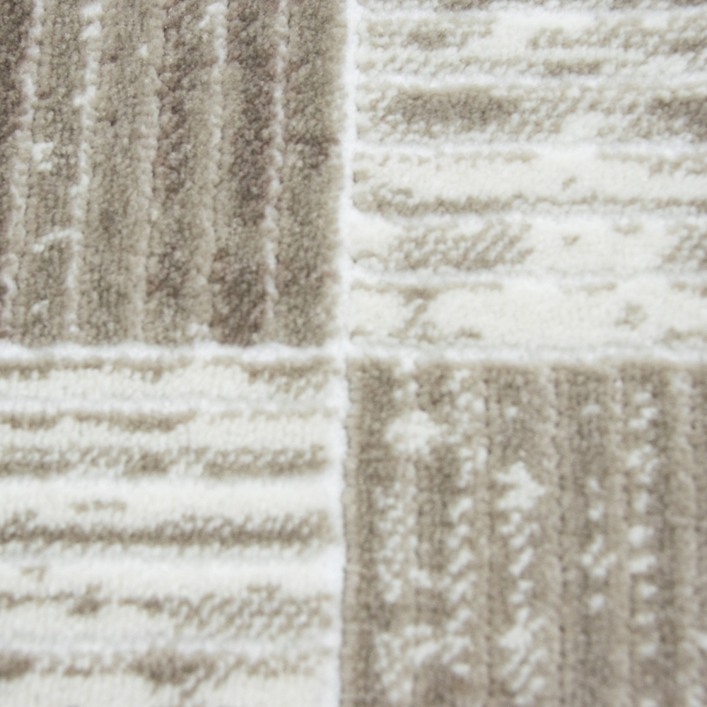 Designteppich mit modernem Karomuster Beige Creme Designteppich mit modernem Karomuster Beige Creme