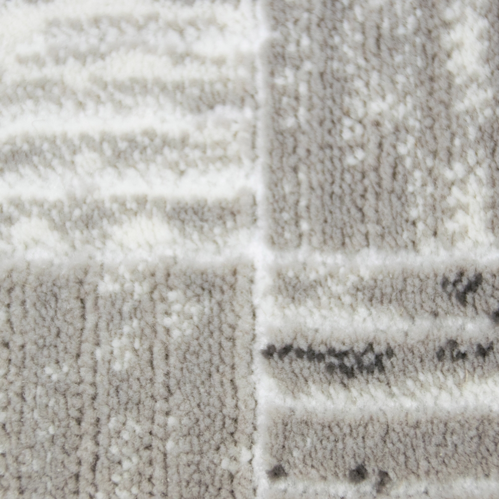 Designteppich mit modernem Karomuster Grau Beige Designteppich mit modernem Karomuster Grau Beige