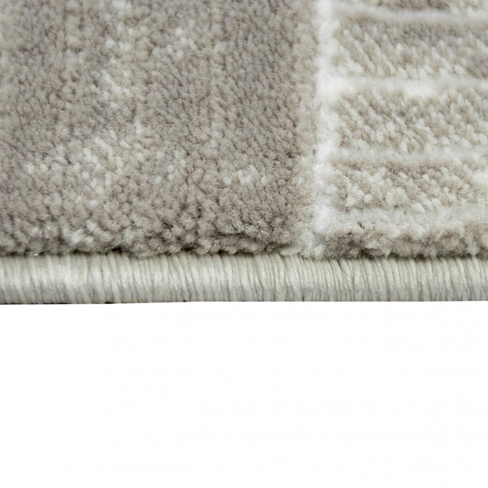 Designteppich mit modernem Karomuster Grau Beige Designteppich mit modernem Karomuster Grau Beige