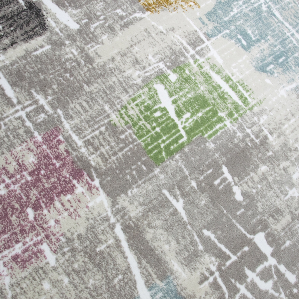 Designteppich Grau-Beige mit frischen Farbakzenten in Multi Designteppich Grau-Beige mit frischen Farbakzenten in Multi