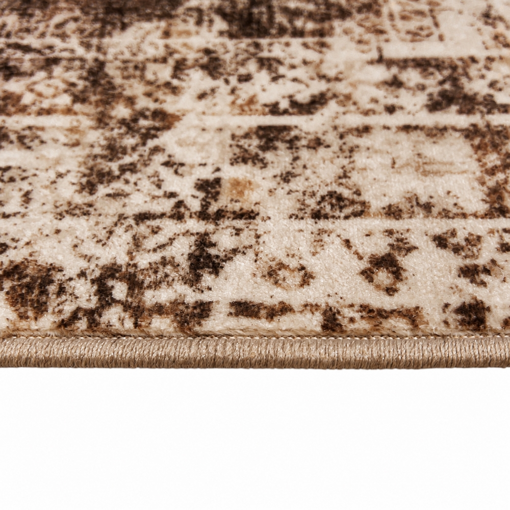 Teppich Braun Ornament-Design Polyester mit Flanelloberfläche