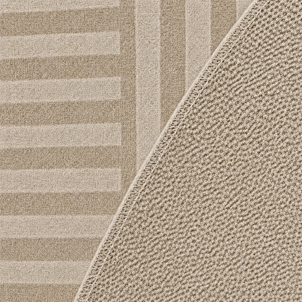 Designteppich Braun modern mit Linienmuster und Flanelloberfläche
