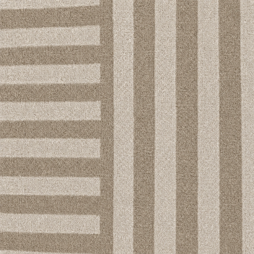 Designteppich Braun modern mit Linienmuster und Flanelloberfläche