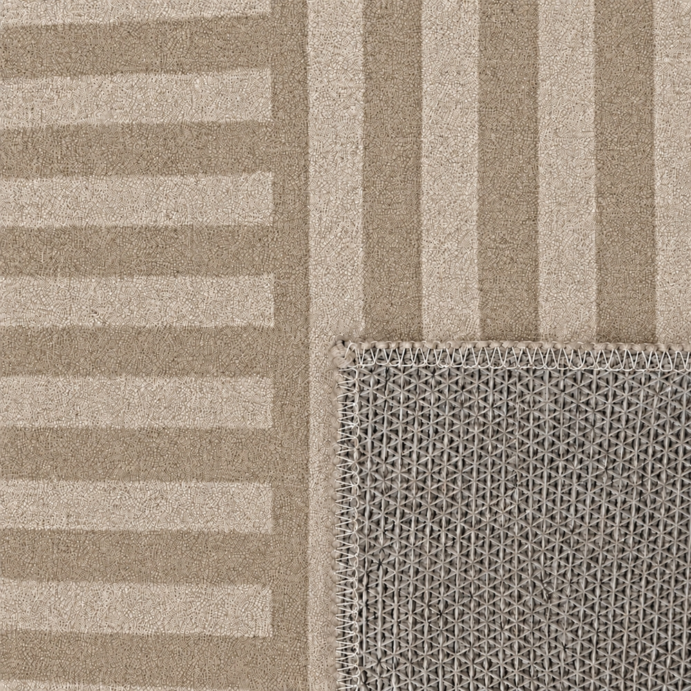 Designteppich Braun modern mit Linienmuster und Flanelloberfläche