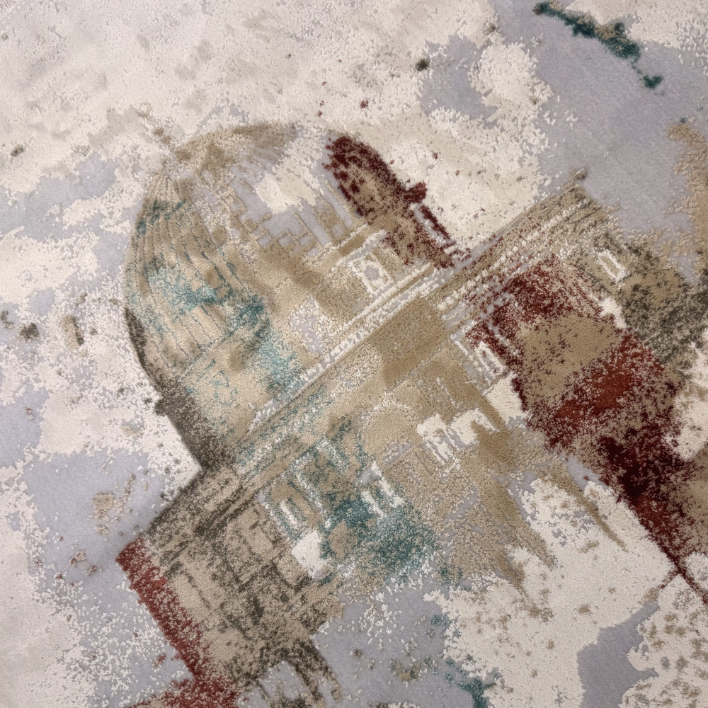 Gebetsteppich mit Moschee-Motiv in heller Naturfarbgebung