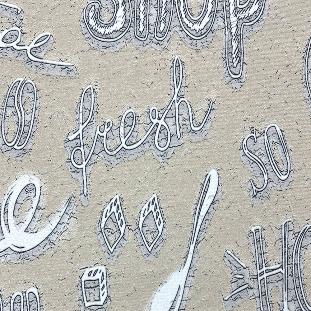 Küchenläufer I beige I waschbar I „Coffee“ Schriftzug in weiß