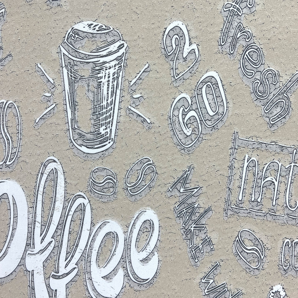 Küchenläufer I beige I waschbar I „Coffee“ Schriftzug in weiß