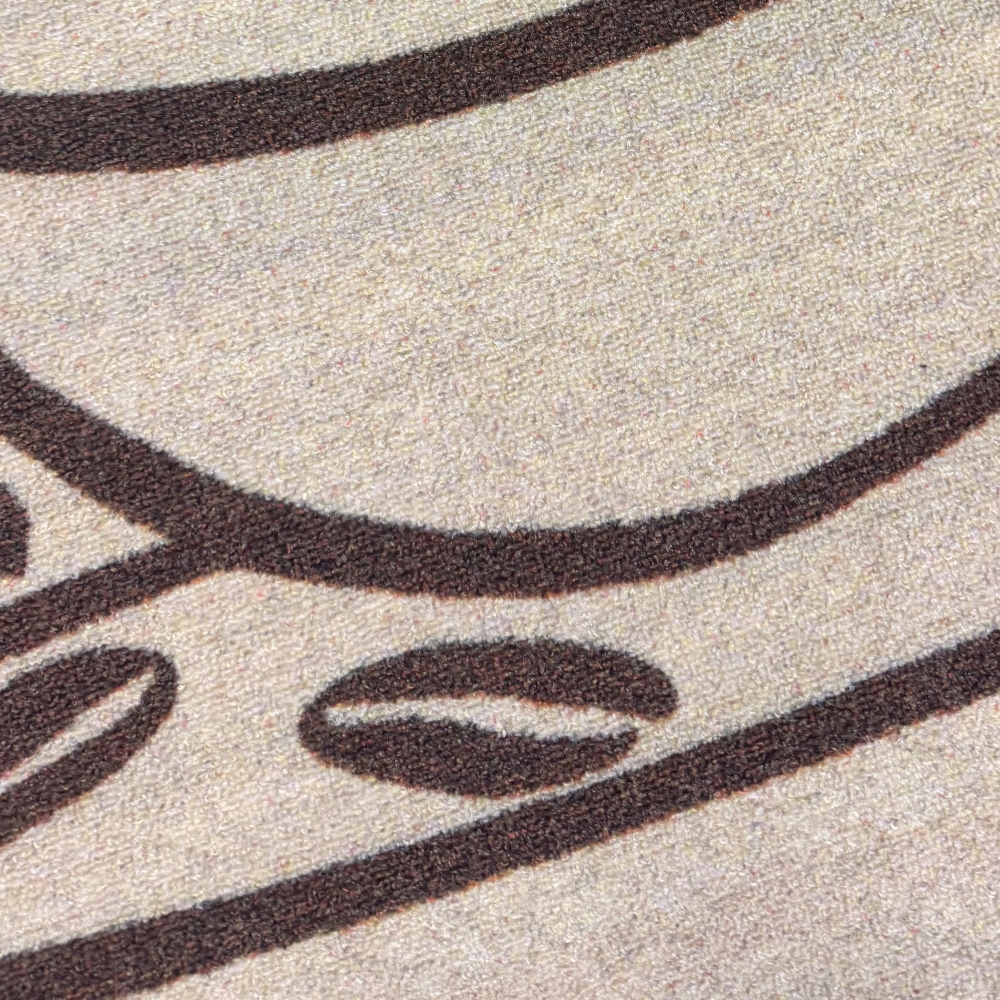 Küchenteppich mit grafischem Kaffee- und Herzmotiv Beige-Braun