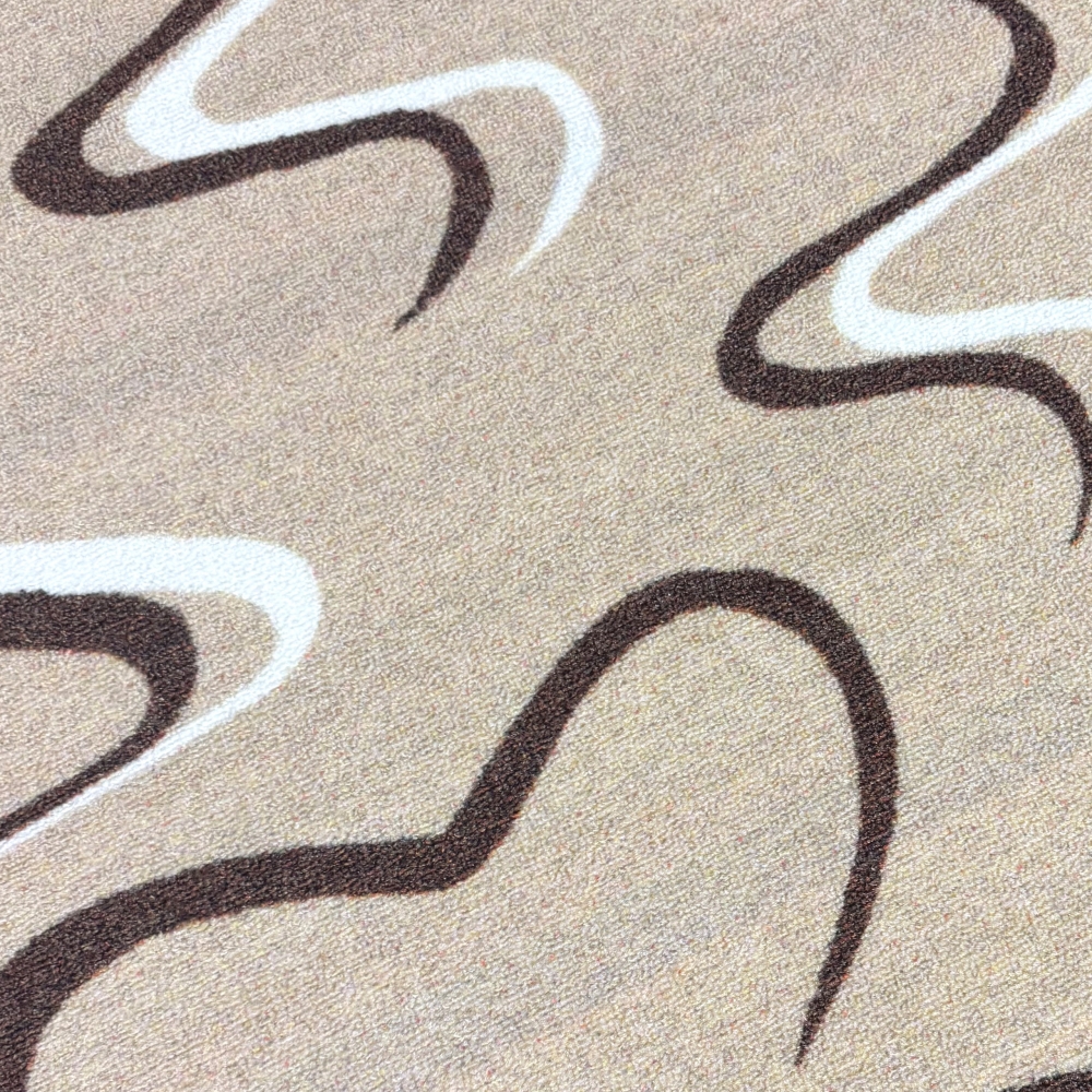 Küchenteppich mit grafischem Kaffee- und Herzmotiv Beige-Braun
