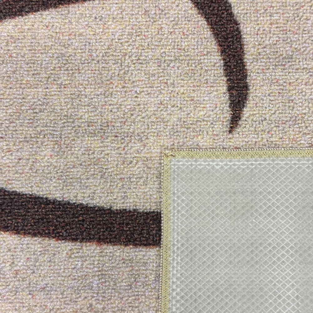 Küchenteppich mit grafischem Kaffee- und Herzmotiv Beige-Braun