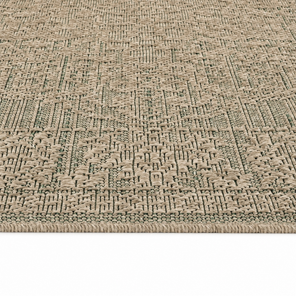 Teppich Grün Braun Ornament In & Outdoor