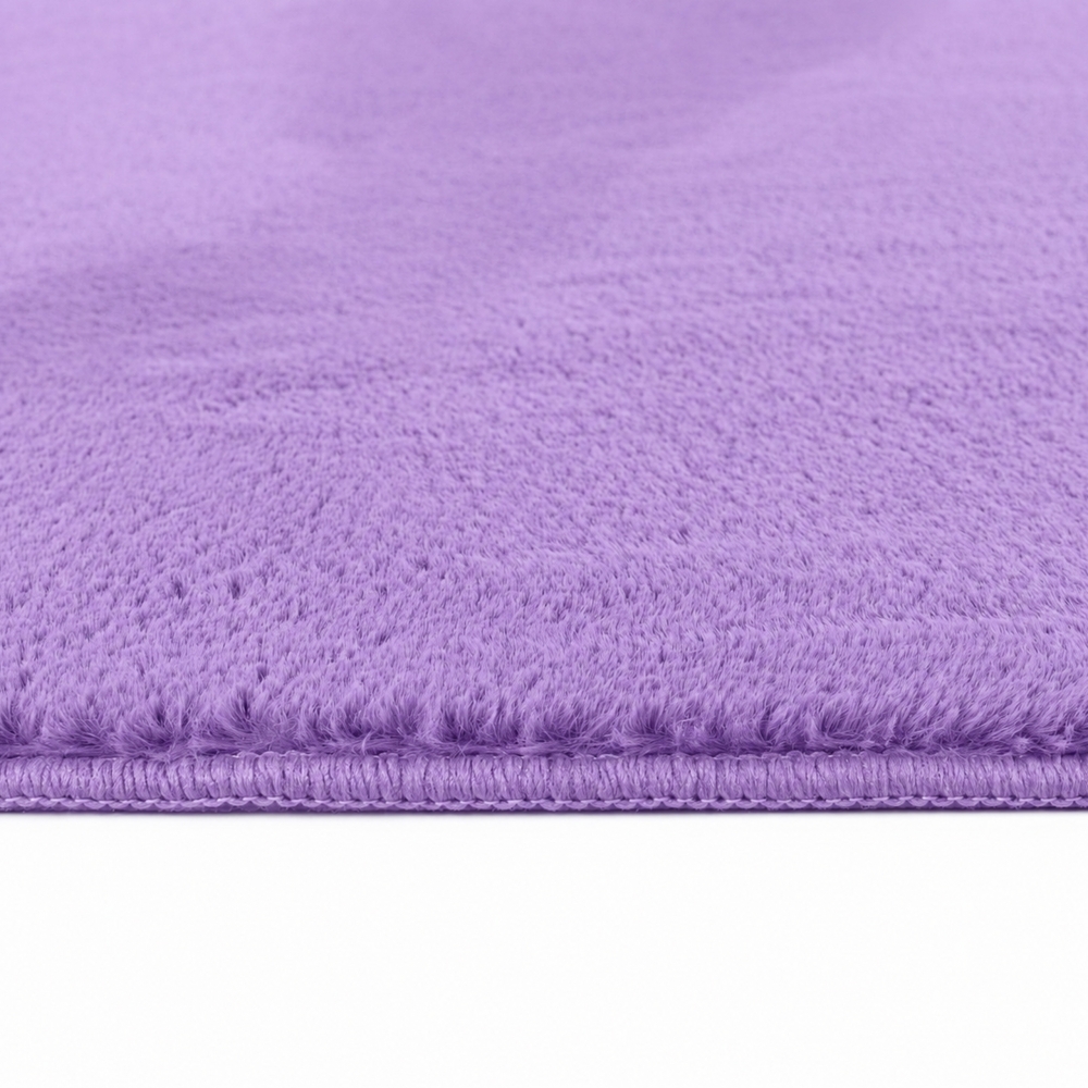 Teppich Flieder moderne Felloptik samtweicher Kurzflor Wohnzimmer