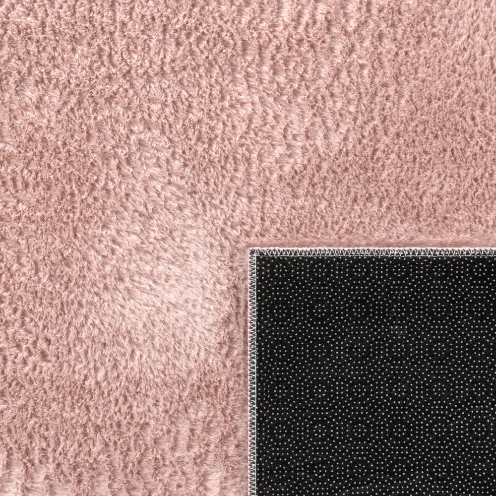 Teppich rosa Hasenfell-Optik elegant weich mit feinem Schimmer modern