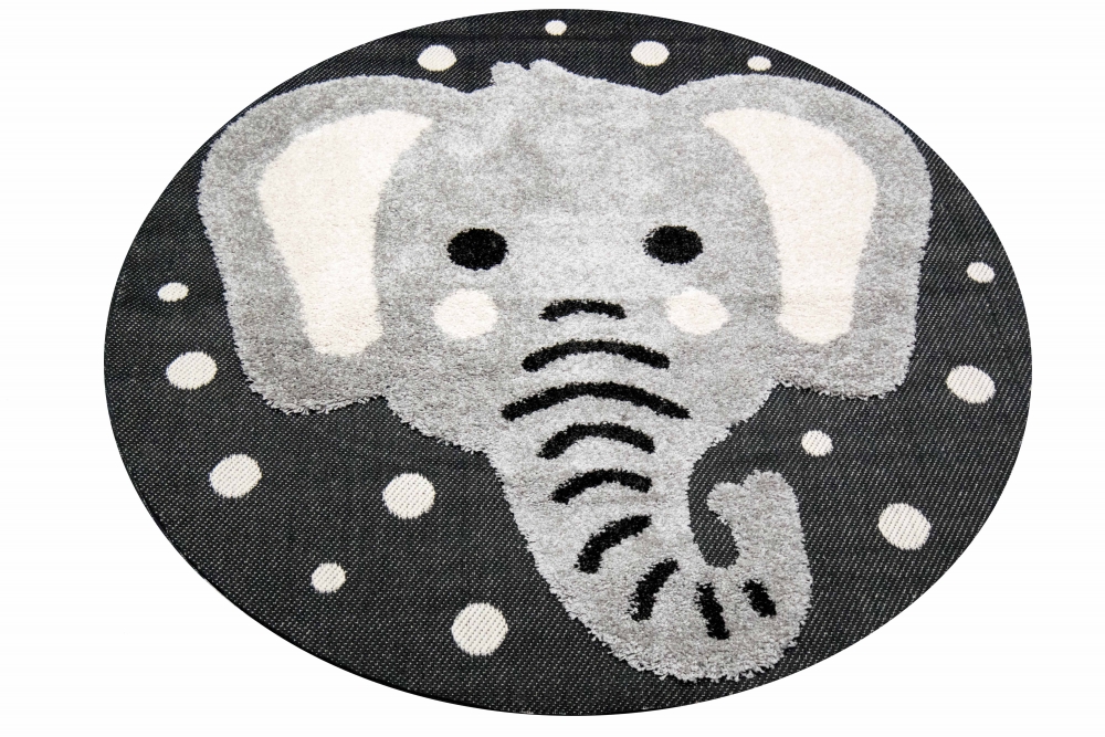Elefanten Kinderzimmer Teppich Outdoor & indoor weiche Baby Spielmatte Hoch Tief Effekt schwarz grau creme