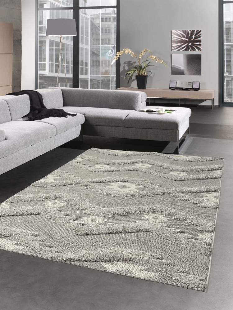 Sisalteppich für Indoor und Outdoor Balkon Wintergarten Schlafzimmer gezackt gestreiftes Rautenmuster 3d in creme grau