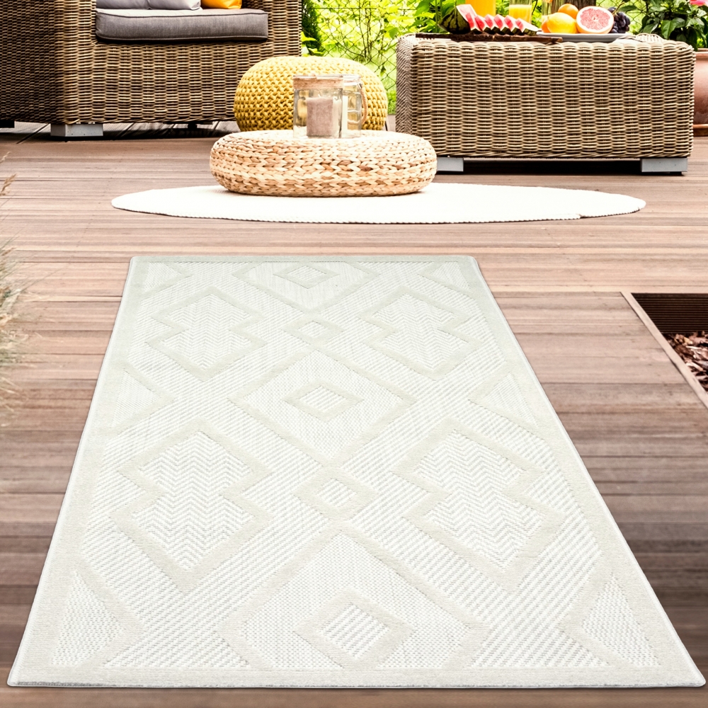 Sisalteppich mit Rautenmuster in creme