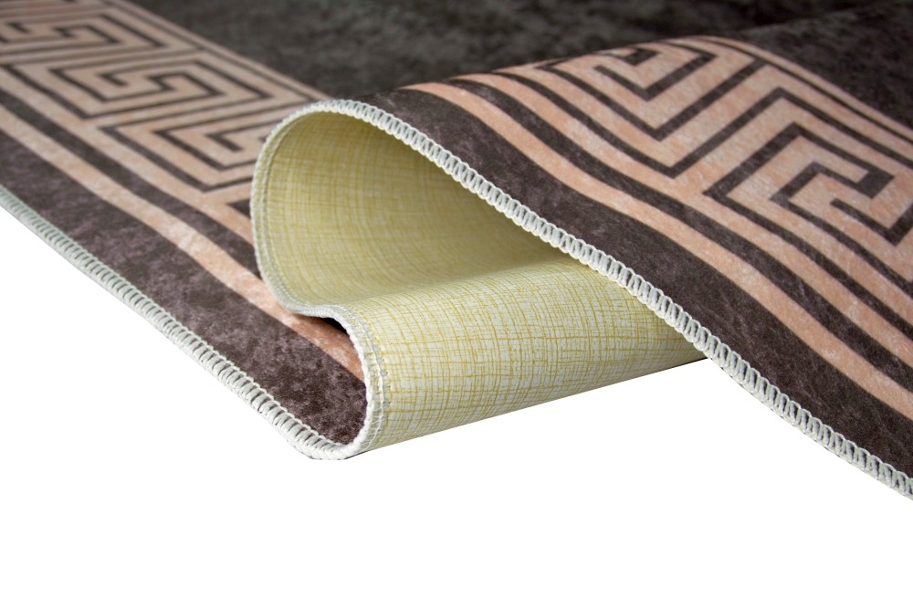 Teppich modern im Printdesign Teppich Wohnzimmer waschbar braun mokka